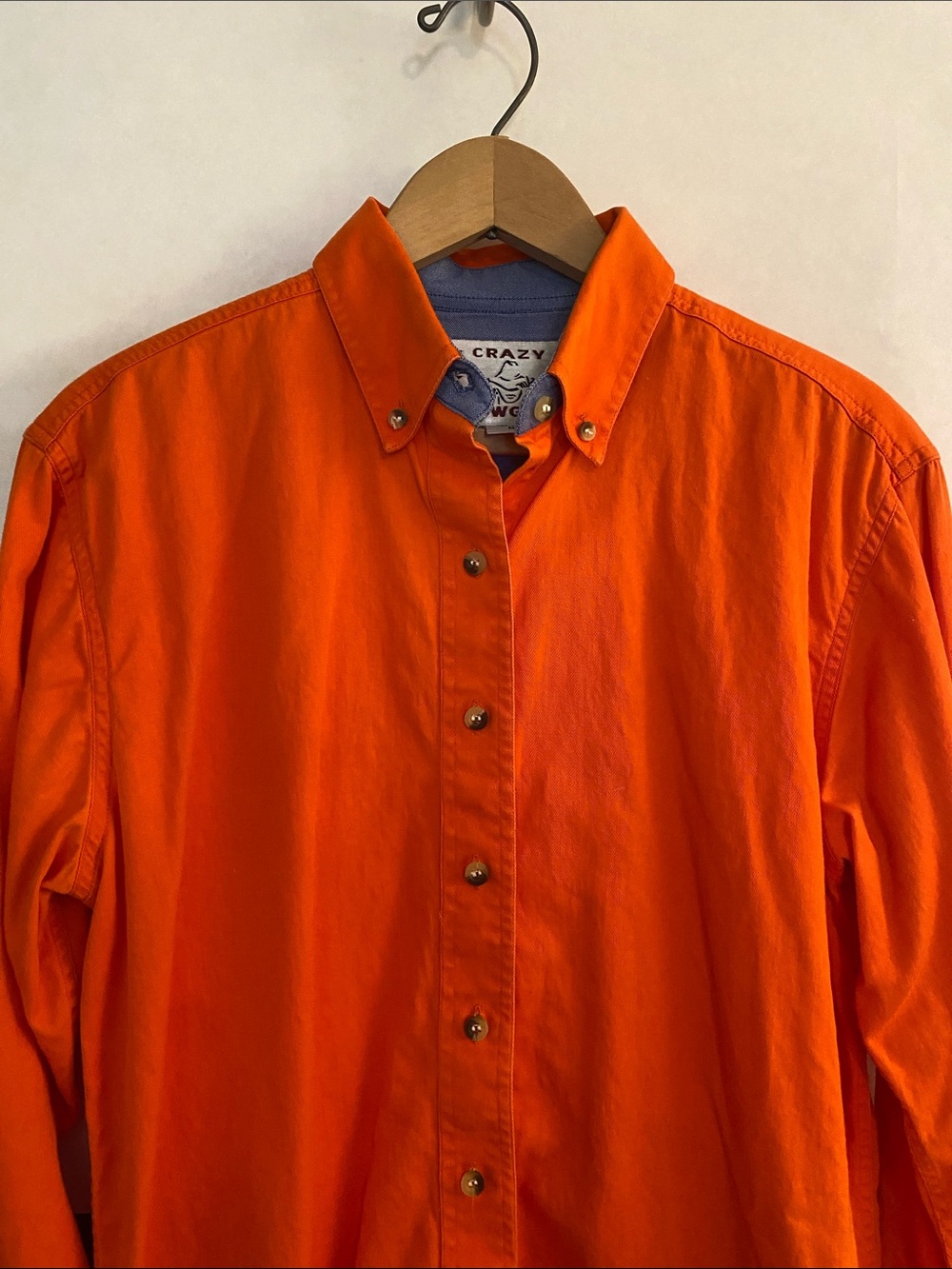 Crazy Cowgirl Women's Bright Orange 100% Cotton Button-Down Shirt
